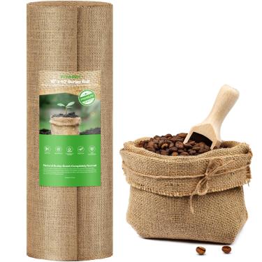 Imagem de VIVOSUN Tecido de serapilheira de 38 cm x 12 m, fibra de juta natural de alta densidade de 283 g, serapilheira multiuso para jardinagem, cuidados com plantas ao ar livre, barreira de ervas daninhas,