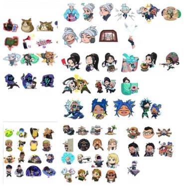 Imagem de Adesivos de vinil Game Valorant para videogame 82 peças à prova d'água removíveis para laptops, garrafas de água, telefones, carros, sem resíduos, reutilizáveis, designs vibrantes de jogos (82 peças)