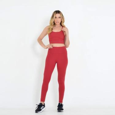 Imagem de Conjunto Fitness Feminino Legging Cintura Alta Top Bojo Removível Cós 