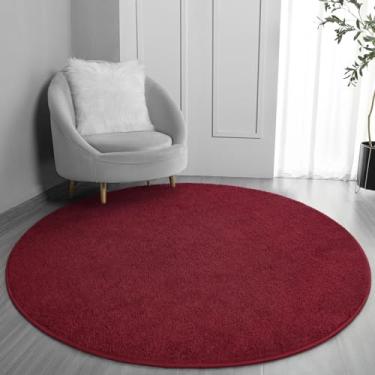 Imagem de FlyDOIT Tapetes de área redonda para quarto sala de estar, 10 x 10 cm rosa vermelho super macios confortáveis tapetes circulares internos com espuma de memória espessa, tapete minimalista estético moderno para meninos meninas adultos berçário decoração de casa