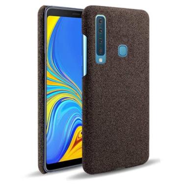 Imagem de Capa para Samsung Galaxy A9 2018,Capa desenhada em lona,Case Protetora Ultrafina com Empunhadura Macia,Design em Tecido Antichoque e Antiarranhões-Brown