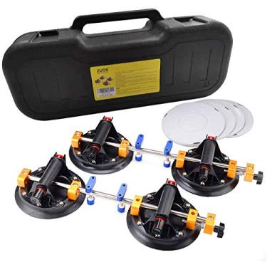 Imagem de ZUOS Conjunto de costura sem costura com ventosas de vácuo de 20,3 cm para junção e nivelamento de costura, ferramenta profissional de instalação de bancada para granito, pedra, mármore, laje, com luvas e estojo grátis (2 pacotes)