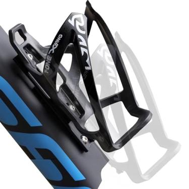 Imagem de Suporte para garrafa de água CyclingDeal Bicicleta Ciclismo Preto + Adaptador de Reposição de gaiola de garrafas - Moldura de bicicleta para estrada ou montanha ou crianças - Posição ajustável