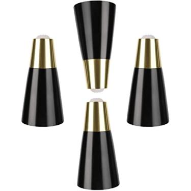 Imagem de XWZFFAI Conjunto de 4 pernas de móveis de madeira maciça, pernas de sofá modernas, pernas de mesa de escritório redondas afuniladas, pés de armário grossos de madeira de borracha, com 12 parafusos e