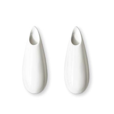 Imagem de Pacote com 2 vasos de parede de cerâmica branca, suporte de parede de 14 cm, suporte para plantas de decoração moderna, vaso para plantas de interior, vasos de flores de propagação suspensa para vasos