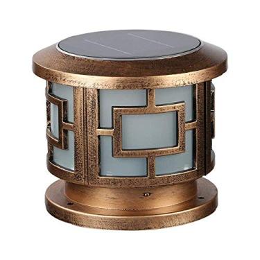 Imagem de CUTPOIY Lâmpada de poste de luz para ambientes externos, lâmpada de coluna LED de controle remoto inteligente IP55 à prova d'água super brilhante luz de poste solar movida a energia solar lanterna de