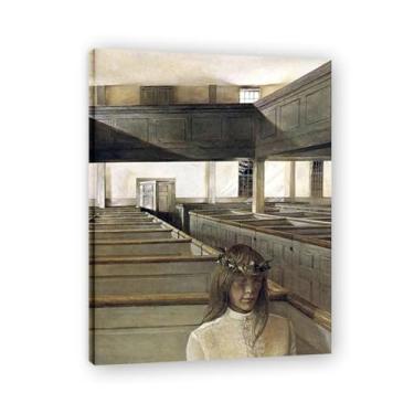 Imagem de LKXGRRSFG Meditation Andrew Wyeth Impressão em tela - Arte de realismo americano, aquarela e pintura de têmpera de ovo para decoração de casa 20 x 26 cm
