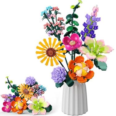 Imagem de Conjunto de montar buquê de flores, kit de decoração de buquê botânico oficial para casa, presente criativo para mãe, meninas, crianças, adultos - ótimo para aniversários, dia das mães e mais (861