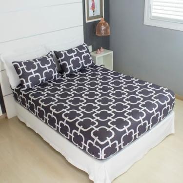 Imagem de Jogo de Lençol Cama Casal 3 Peças Estampado 100% Algodão com Elástico e Toque Macio Cozzilar (Modelo 5)