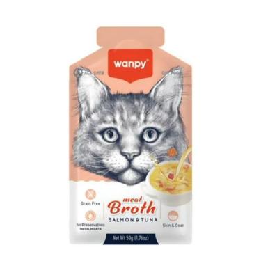 Imagem de Petisco para gato wanpy sopa sabor salmao e atum 50g