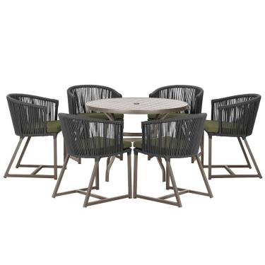 Imagem de Mesa com 6 Cadeiras de Jantar Roma 120cm e Noronha em Alumínio