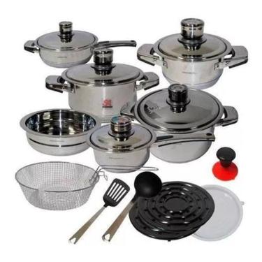 Imagem de Jogo Panelas Aço Inoxidavel Luxo 23 Peças - Fundo 9 Camadas