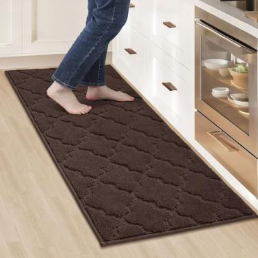 Imagem de COSY HOMEER - Tapetes de cozinha 50,8 cm x 122 cm antiderrapante absorvente macio tapete de cozinha tapetes de cozinha de poliéster para piso lavável tapete de chão para pia tapete de pia, corredor
