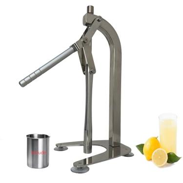 Imagem de Espremedor de limão manual resistente, espremedor de limão, máquina trituradora de limão, máquina trituradora manual de frutas e limão, espremedor de frutas cítricas com 1 copo de aço (curva)