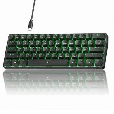 Imagem de TMKB T61SE 60% Mechanical Gaming Keyboard, Linear Red Switch, LED Backlit, Double-Shot keycap, Anti-Ghosting, Detachable USB-C, Wired Computer Keyboard for Windows Laptop PC Gamer Typist, Black