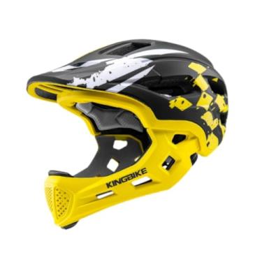 Imagem de oshhni Capacete de bicicleta infantil com rosto inteiro, confortável, ajustável, portátil, para crianças, para skate, ciclismo de equilíbrio, Amarelo