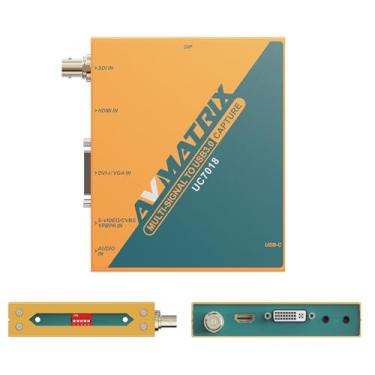 Imagem de AVMATRIX UC7018 SDI/HDMI/DVI-I/VGA/CVBS/S-Video/YPbPr para cartões de captura USB 3.0, cartão de captura multisinal RGB32 YUY2 NV12 não comprimido 1080p60 Plug & Play compatível com equipes de zoom