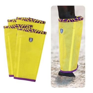 Imagem de CareMaster Botas de malha fina com ajuste solto e antiderrapante para cavalo, fluxo de ar (conjunto de 4) pônei limão de verão