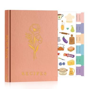 Imagem de Lanpn Caderno de receitas em branco para escrever em suas próprias receitas, capa de couro A5, à prova d'água, caderno de culinária vazio para 70 receitas, livro de receitas com adesivos para