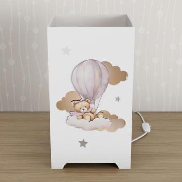 Imagem de Abajur Luminária MDF Quarto Infantil Kit Higiene Ursa Balão - Neném na