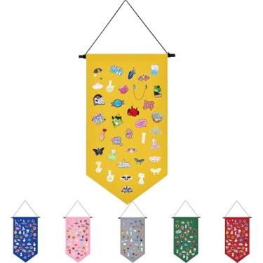 Imagem de Winmany Suporte De Parede Para Broche, Estojo Armazenamento Joias, Lona Exibição, Broche Esmaltado, Banner, Brincos, Colar, Glitter, Coleção, Organizador (Amarelo)