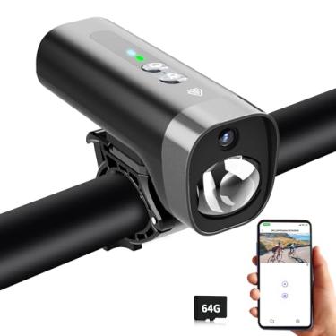 Imagem de PARKVISION Câmera de bicicleta com luzes, câmera de vídeo HD 1080p para bicicleta, loop e gravação de emergência, câmera de painel de motocicleta WiFi, bateria de 2600 mAh, filmadora grande angular de