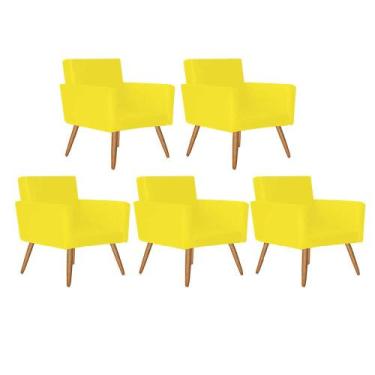 Imagem de Kit 05 Poltrona Cadeira Nina Decorativa Recepção Sala De Estar materia