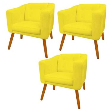 Imagem de Kit 03 Poltrona Cadeira Decorativa  Céci Sala de Estar Recepção Escrit