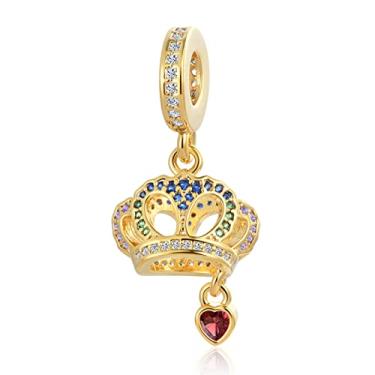 Imagem de MiWangLing Sun Celetic Kont Girl Crown Infinite Flower Key Lock Charm para pulseira Pandora, Metal Cristal Strass, Base