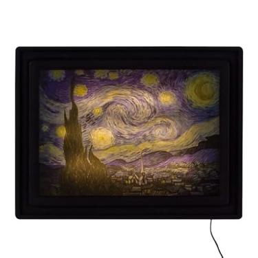 Imagem de Luminária com Iluminação LED – Quadro Noite Estrelada Decorativo