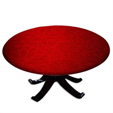 Imagem de Toalha de mesa redonda de madeira, estampa de textura de prancha de madeira, borda elástica, impermeável e limpável, adequada para mesas de jantar, festas de autoatendimento e acampamento, adequada