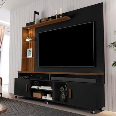 Imagem de Painel Home Ocean Móvel Tv 186cm C/Portas Mdp (Preto/Canela)