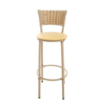 Imagem de Banqueta Cadeira Alta Toda Encapada Em Junco Para Cozinha Balcão Bancada (DOURADO)