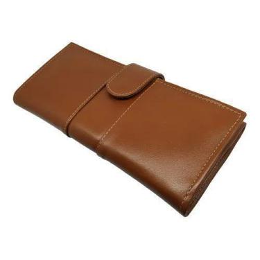 Imagem de Carteira Feminina Longa Porta Cheque Documentos Caneta Em Couro Tamanh