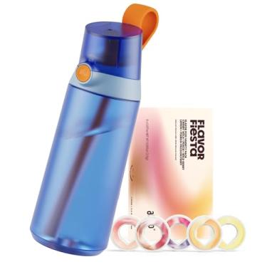 Imagem de air up® garrafa de água (600 ml) Conjunto inicial original clique com cápsulas em 5 sabores | garrafa de bebida com sabor sem açúcar | lavável na lava-louças, sem BPA (azul golfinho)