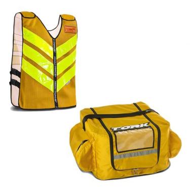 Imagem de Kit Motoboy Mochila Térmica 12 Marmitas + Colete Refletivo - PRO TORK,