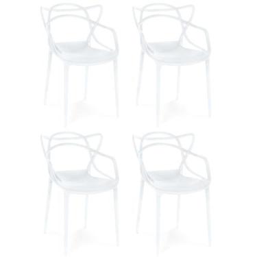 Imagem de Kit 4 Cadeiras de Jantar Allegra Prática Empilhável - Branco - Magazin