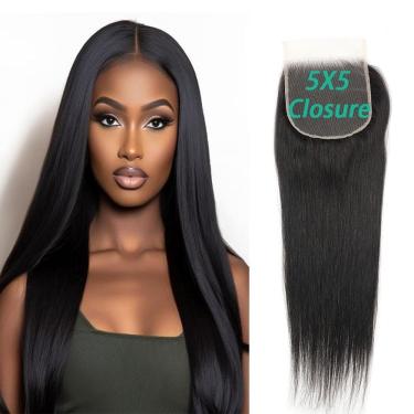 Imagem de Fecho: FEHOKA 5x5 HD, renda, 20 cm, cabelo humano liso, natural