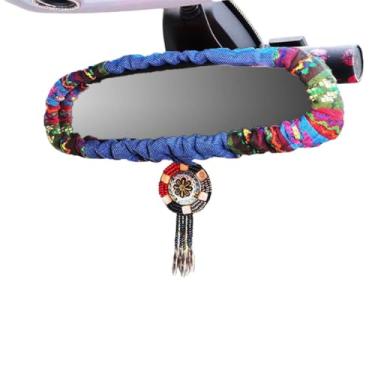 Imagem de Linda capa de espelho retrovisor de carro boêmia fofa para decoração de carro para mulheres, acessórios de espelho retrovisor universal para a maioria dos carros, SUVs, caminhões (azul)