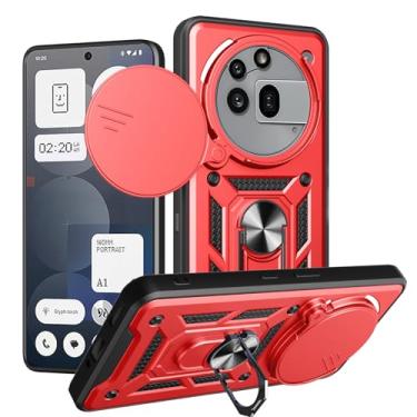 Imagem de Ysnzaq Capa para celular Nothing Phone 3A Pro, janela de lente deslizante, capa protetora de telefone de grau militar com suporte para celular 3A Pro SJ vermelha