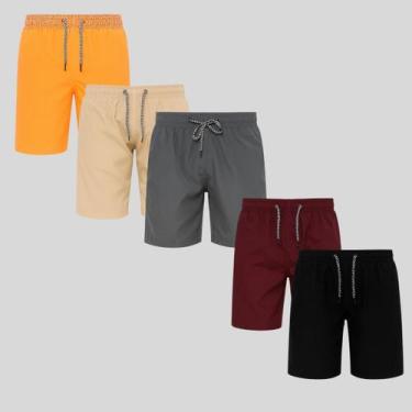 Imagem de Kit 5 Shorts Infantil Tactel Masculino com Cós Elástico e Cordão Confo