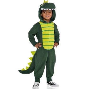 Imagem de amscan Zipster Dinosaur One Piece Halloween Costume for Toddlers, Attached Hood and Tail Included