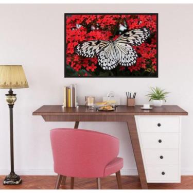 Imagem de Quadro Canvas Decorativo para Sala Borboletas e Flores 70x90 - LUGGUI 