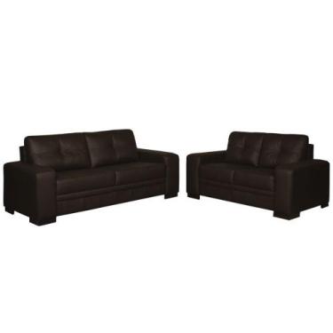 Imagem de Sofá 2 e 3 Lugares Milano Couro Marrom Fosco - Gran Belo