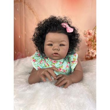 Imagem de Bebe Reborn Realista Menina Cabelinho Afro Corpo De Pano