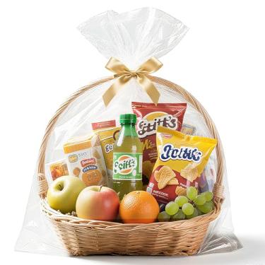 Imagem de NPLUX Sacos de presente de celofane grandes sacos de presente de plástico transparente embalagem de celofane para cestas de presente, pacote com 20 (24 × 30 polegadas)