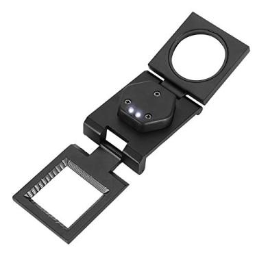 Imagem de Luqeeg Lupa dobrável de bolso 30x, liga de zinco iluminada por LED, capa de couro PU, compacta para reparo de telefone e computador com joias de carimbo de inspeção de joalheiro