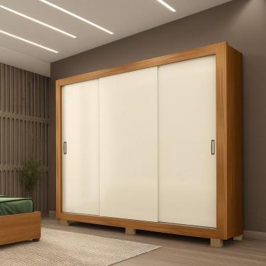 Imagem de Guarda-roupa 3 Portas Serenity Yescasa Cinamomo /Off White