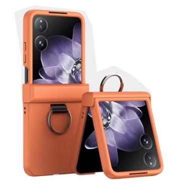 Imagem de FWYANZH Capa para Xiaomi Mix Flip 2, protetor de tela integrado, capa anti-queda com dobradiça tudo incluso com anel de dedo de metal, laranja, flip 2