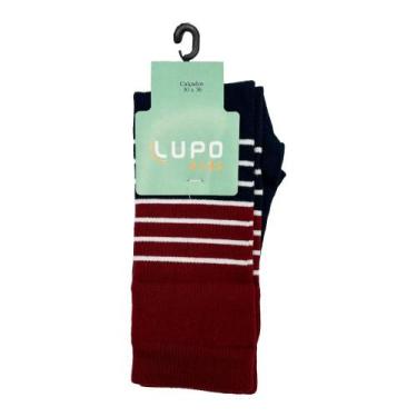 Imagem de Meia lupo 3/4 cano longo ref:2670 menino, Marsala, Marinho, Branco, 24